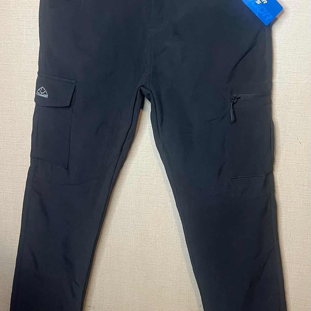 Men's Black Cargo Pants with Zip & Flap Pockets